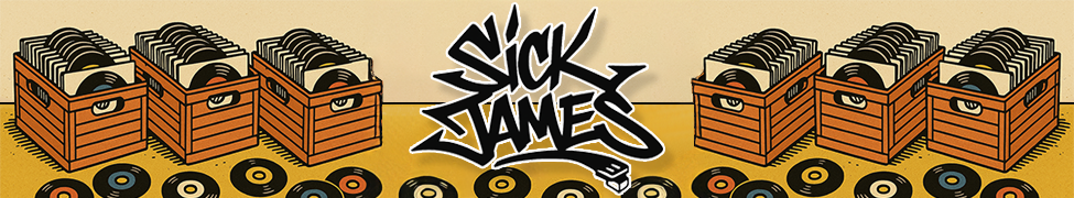 Sick James — crates of records under the graffiti logo